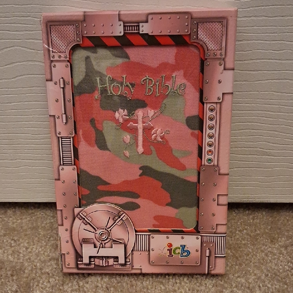 Camouflage Holy Bible with Pink Box
